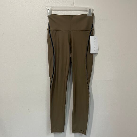 Athleta Interval Stash Laser Cut 7/8 Tights XS Tan Sculpt High Rise Leggings - Picture 2 of 9
